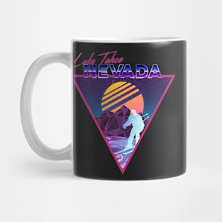 Retro Vaporwave Ski Mountain | Lake Tahoe Nevada | Shirts, Stickers, and More! Mug